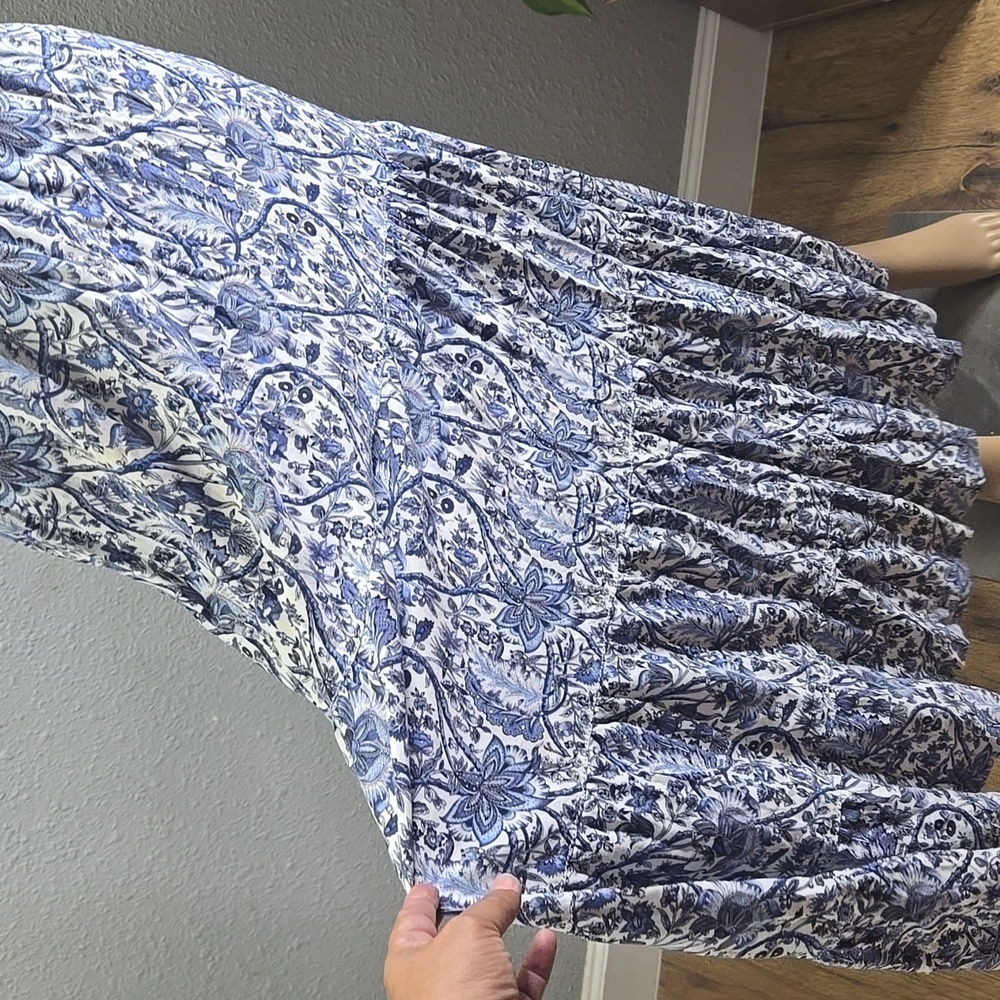 Max Studio Blue and White‎ Smocked Sundress - Picture 3 of 3